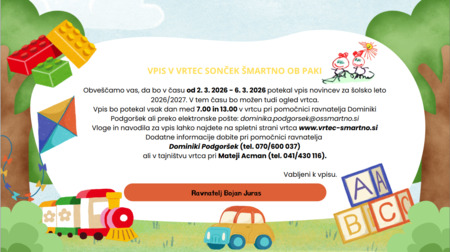 Vabilo za vpis v vrtec